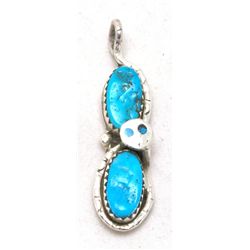 Zuni Turquoise Tall Figure 8 Snake Pendant - Effie Calavaza