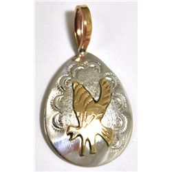 Navajo 12k Gold Filled Flying Eagle Sterling Silver Pendant - Roger Jones