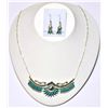 Image 1 : Zuni Turquoise Wide Pendant Necklace & Earrings Set