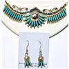 Image 2 : Zuni Turquoise Wide Pendant Necklace & Earrings Set