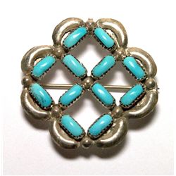 Zuni Turquoise Flower Pendant & Pin