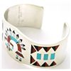 Image 2 : Zuni Multi-Stone Inlay Rainbow Kachina Sterling Silver Cuff Bracelet - Fred & Lolita Natachu