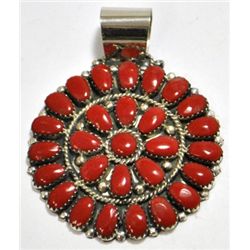 Navajo Coral Cluster Sterling Silver Pendant - Juliana Williams