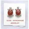 Image 1 : Zuni Coral Turtle Earrings - Vernon Waikaniwa