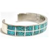 Image 2 : Old Pawn Navajo Spider Web #8 Turquoise Sterling Silver Cuff Bracelet - Morgan