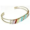 Image 2 : Zuni Multi-Stone Inlay Sterling Silver Cuff Bracelet - F. Sheyka