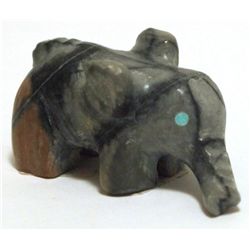 Zuni Picasso Marble & Turquoise Elephant Fetish - Bryan Lastyone