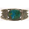 Old Pawn Navajo Mountain Turquoise Sterling Silver Cuff Bracelet - Oscar Alexius