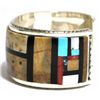 Image 3 : Zuni Multi-Stone Pueblo Sterling Sterling Silver Cuff Bracelet - Gilbert & Mildred Calavaza