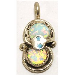 Zuni Opal Sterling Silver Snake Charm Pendant - Effie Calavaza