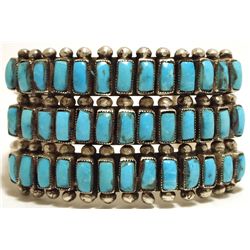 Old Pawn Zuni Sleeping Beauty Turquoise Sterling Silver Cuff Bracelet - Eleanor Ahiyite