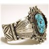 Image 2 : Old Pawn Navajo Spider Web Kingman Turquoise Sterling Silver Cuff Bracelet - DM