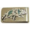 Image 1 : Navajo Turquoise Sterling Silver Wolf Money Clip - Richard Singer