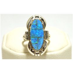 Navajo Opal Inlay Sterling Silver Women's Ring - Ray Jack