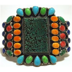 Old Pawn Navajo Multi-Stone Sterling Silver Cuff Bracelet - Kirk Smith