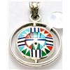 Image 2 : Zuni Multi-Stone Spinner Rainbow Kachina and Sun Design Small Pendant - Pete Natachu