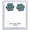 Image 1 : Zuni Turquoise Dotted Flower Earrings