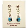 Image 1 : Zuni Multi-Stone Inlay Sterling Silver Teardrop Post Earrings - Sarah Bawani