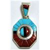 Image 2 : Zuni Multi-Stone Sun Face Spinner Sterling Silver Pendant - Don Dewa