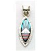 Image 1 : Zuni Multi-Stone Sharp Oval Pendant