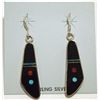 Image 1 : Navajo Multi-Stone Inlay Sterling Silver French Hook Earrings - Harold Smith