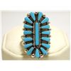 Image 1 : Zuni Turquoise Cluster Sterling Silver Women's Ring - Valencia Halusewa