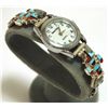 Image 1 : Zuni Multi-Stone Inlay Kachina Sterling Silver Women's Watch - Serena Johnson