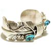 Image 2 : Navajo Turquoise Sterling Silver Feather Cuff Bracelet - Mike Thomas, Jr.