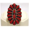 Navajo Coral Cluster Sterling Silver Women's Ring - Juliana Williams