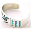 Image 2 : Zuni Multi-Stone Inlay Bird Sterling Silver Cuff Bracelet - Rudell & Nancy Laconsello