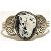 Navajo White Buffalo Sterling Silver Cuff Bracelet - Mary Ann Spencer