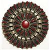 Navajo Coral Needlepoint Sterling Silver Pendant & Pin - Violet Begay
