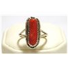 Navajo Coral Sterling Silver Women's Ring - David Skeets