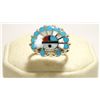 Image 1 : Zuni Multi-Stone Inlay Sun Face Sterling Silver Women's Ring - Emma Romancito