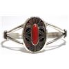 Navajo Coral Sterling Silver Cuff Bracelet - Eugene Belone
