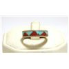 Zuni Coral & Turquoise Inlay Sterling Silver Men's Ring - Carmichael Haloo