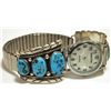 Image 2 : Zuni Sleeping Beauty Turquoise Sterling Silver Men's Watch - Robert & Bernice Leekya