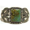 Image 1 : Old Pawn Navajo Spider Web Kingman Turquoise Sterling Silver Cuff Bracelet - Kirk Smith