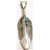 Navajo Turquoise Sterling Silver Feather Pendant - Chris Charley