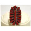 Zuni Coral Cluster Sterling Silver Women's Ring - Valencia Halusewa