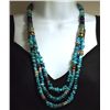 Image 1 : Navajo Turquoise & Multi-Stone 3-Strand Necklace - Tommy Singer