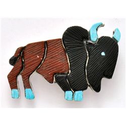 Zuni Multi-Stone Bison Pendant & Pin - Stephan Lonjose