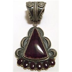 Old Pawn Navajo Purple Spiny Oyster Sterling Silver Pendant - Kirk Smith