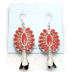 Navajo Coral Large Tree Earrings