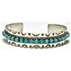 Image 1 : Zuni Turquoise Dotted Sterling Silver Cuff Bracelet - P. Ukestine