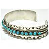 Image 2 : Zuni Turquoise Dotted Sterling Silver Cuff Bracelet - P. Ukestine