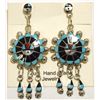 Image 1 : Zuni Multi-Stone Inlay Sun Face Sterling Silver Post Earrings - Abel Soseeah