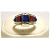 Image 1 : Zuni Multi-Stone Channel Inlay Sterling Silver Men's Ring - D. Panteah