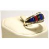 Image 2 : Zuni Multi-Stone Channel Inlay Sterling Silver Men's Ring - D. Panteah