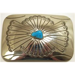 Navajo Turquoise Sterling Silver Buckle - Joann Silver